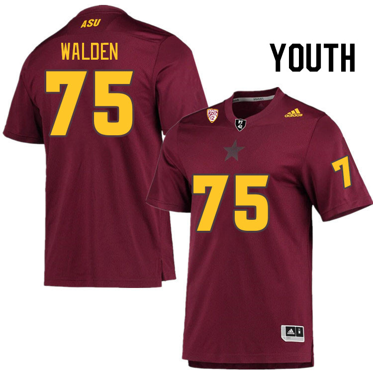 Youth #75 Bram Walden Arizona State Sun Devils College Football Jerseys Stitched Sale-Maroon - Click Image to Close
